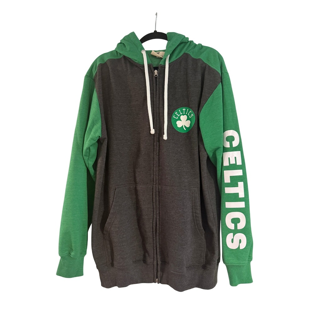 Men's Fanatics Boston Celtics‎ 2XLT Full Zip Hoodie Green and Charcoal NBA - Picture 2 of 10